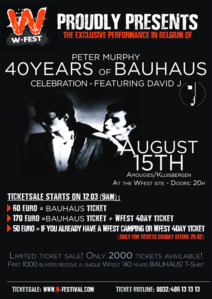 Peter Murphy 40 years of BAUHAUS celebration featuring David J